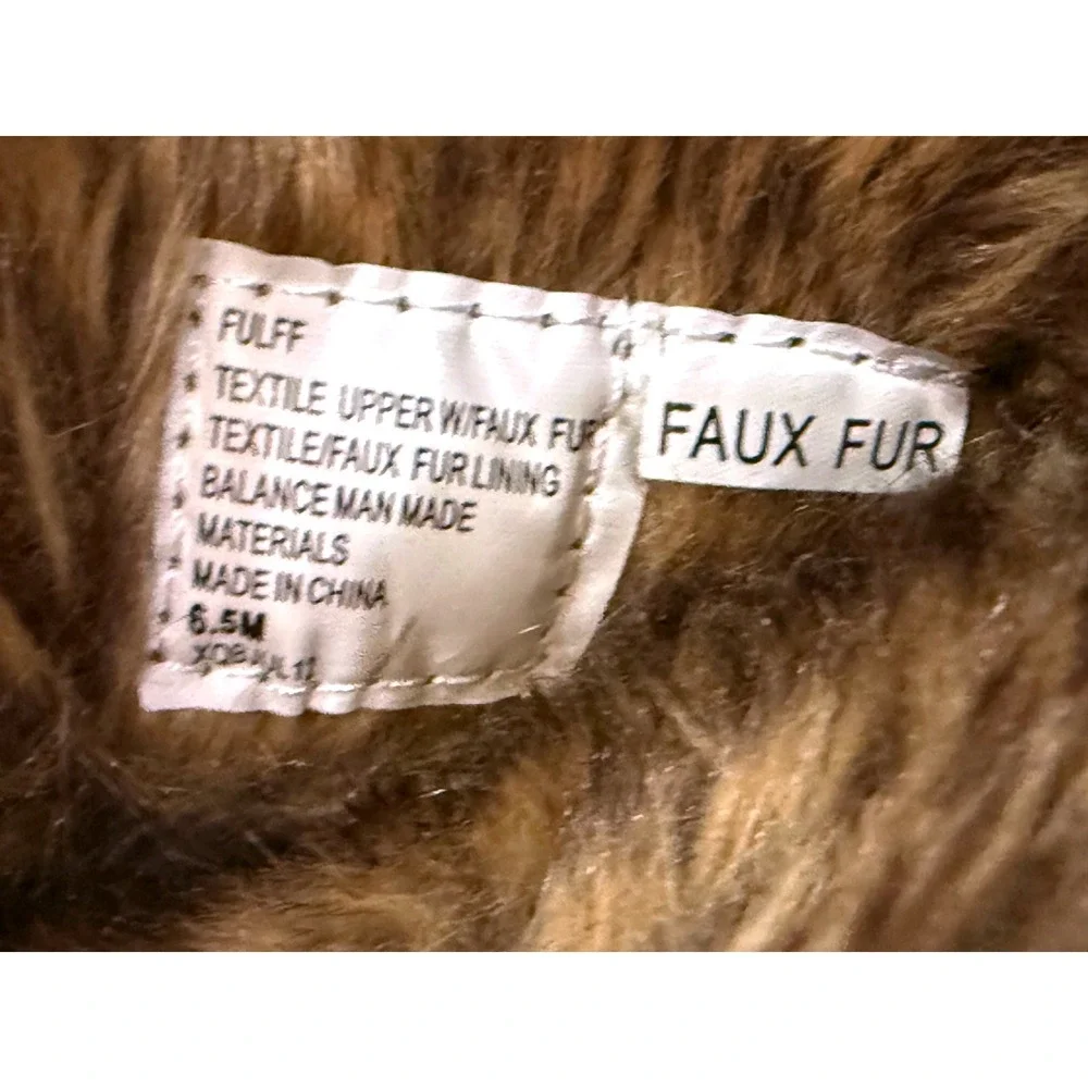 Union Bay Women's SZ 6.5 B Furry Camel Faux Suede Boots 